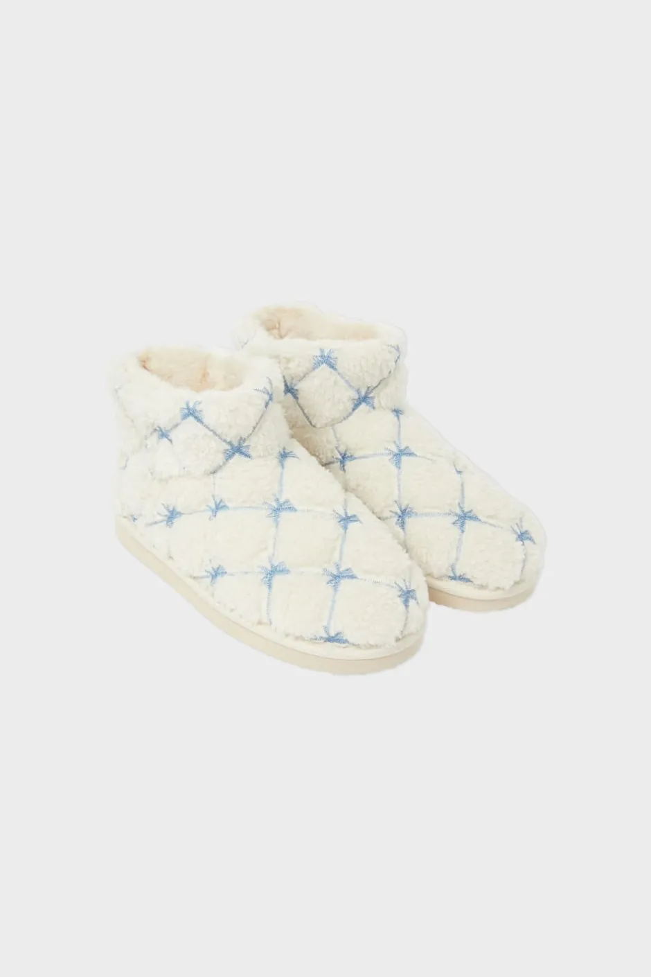 ETAM Zapatillas|Chaussons bottines avec fausse fourrure ECRU