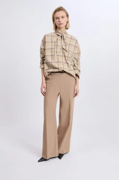 ETAM Camisas Fluidas|Camisas Chic|Chemise avec détail à nouer avec coton BEIGE