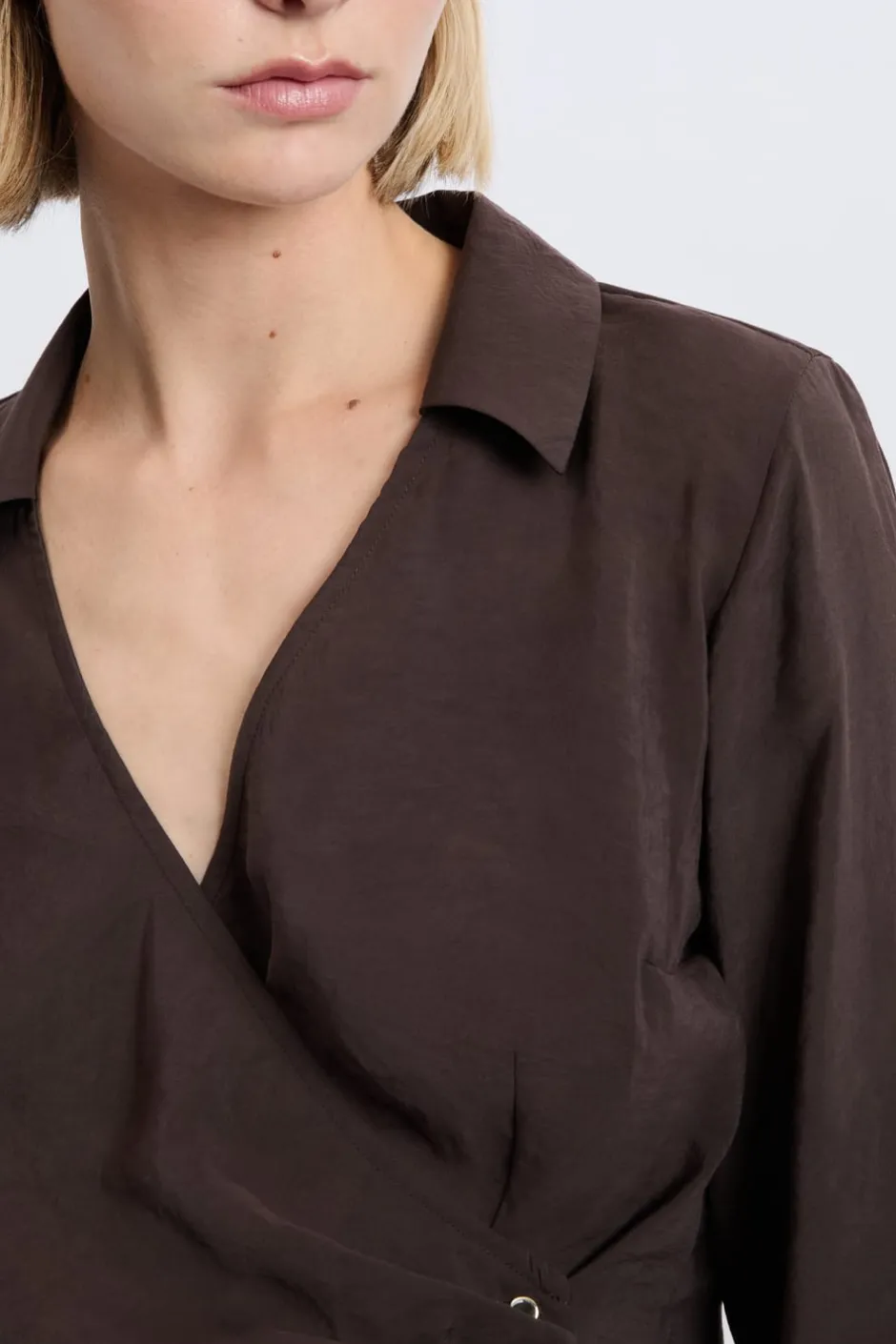 ETAM Camisas Fluidas|Camisas Chic|Chemise cache-cœur MARRON