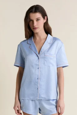 ETAM Partes De Arriba De Pijama|Chemise de pyjama satinée à pois IMP BLEU VERT