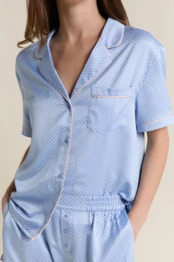 ETAM Partes De Arriba De Pijama|Chemise de pyjama satinée à pois IMP BLEU VERT