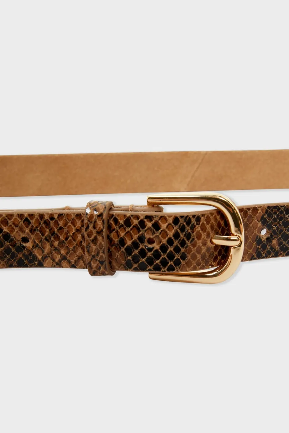 ETAM Cinturones|Cinturón de cuero estampado BEIGE