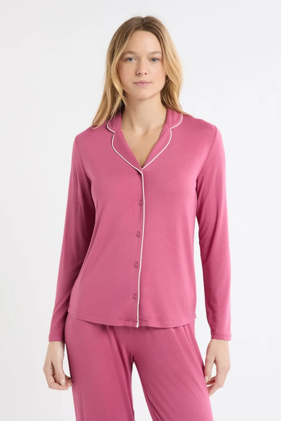 ETAM Los Pijamas Más Responsables|Pijamas Esenciales|Conjunto de pijama de 2 piezas de manga larga BLUSH