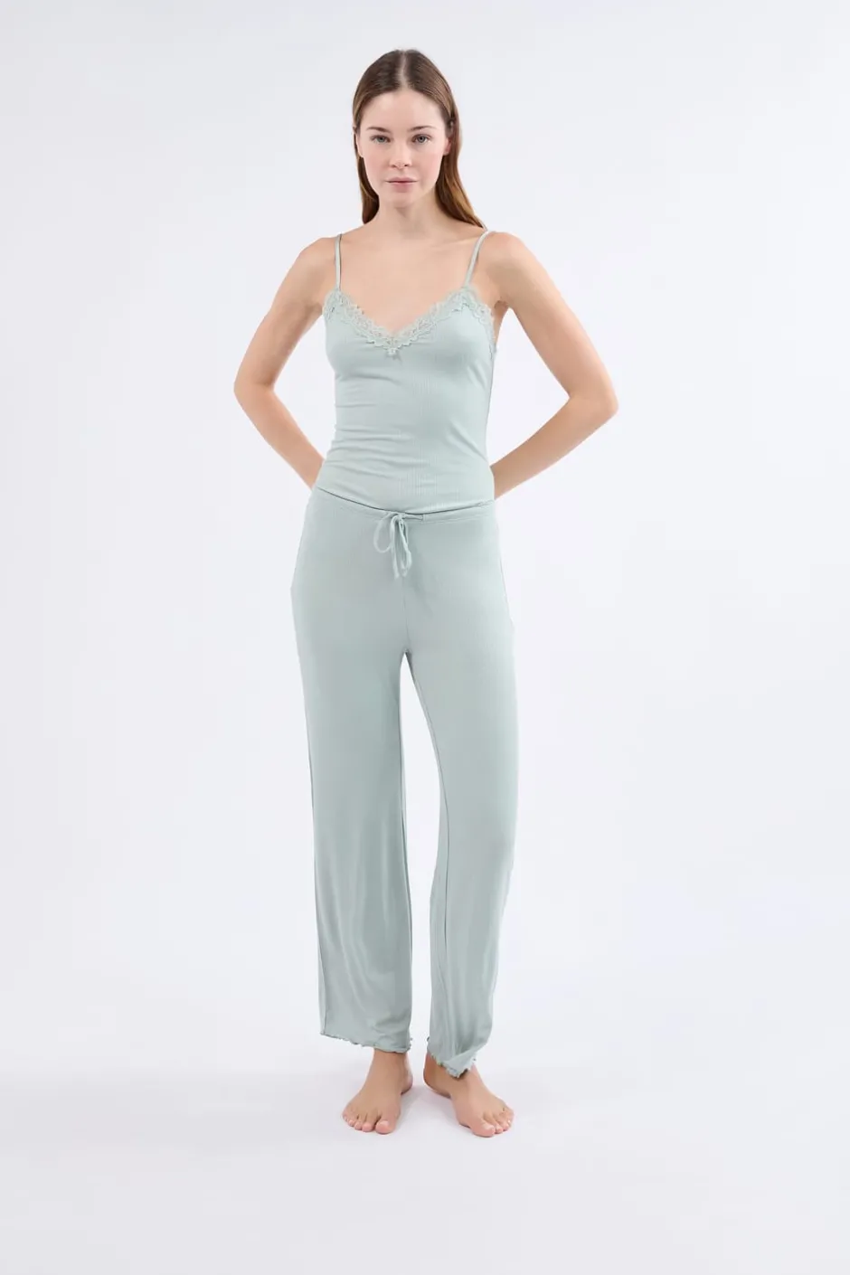 ETAM Homewear|Pijamas 2 Y 3 Piezas|Conjunto de pijama de 2 piezas de punto fino AZUL CLARO