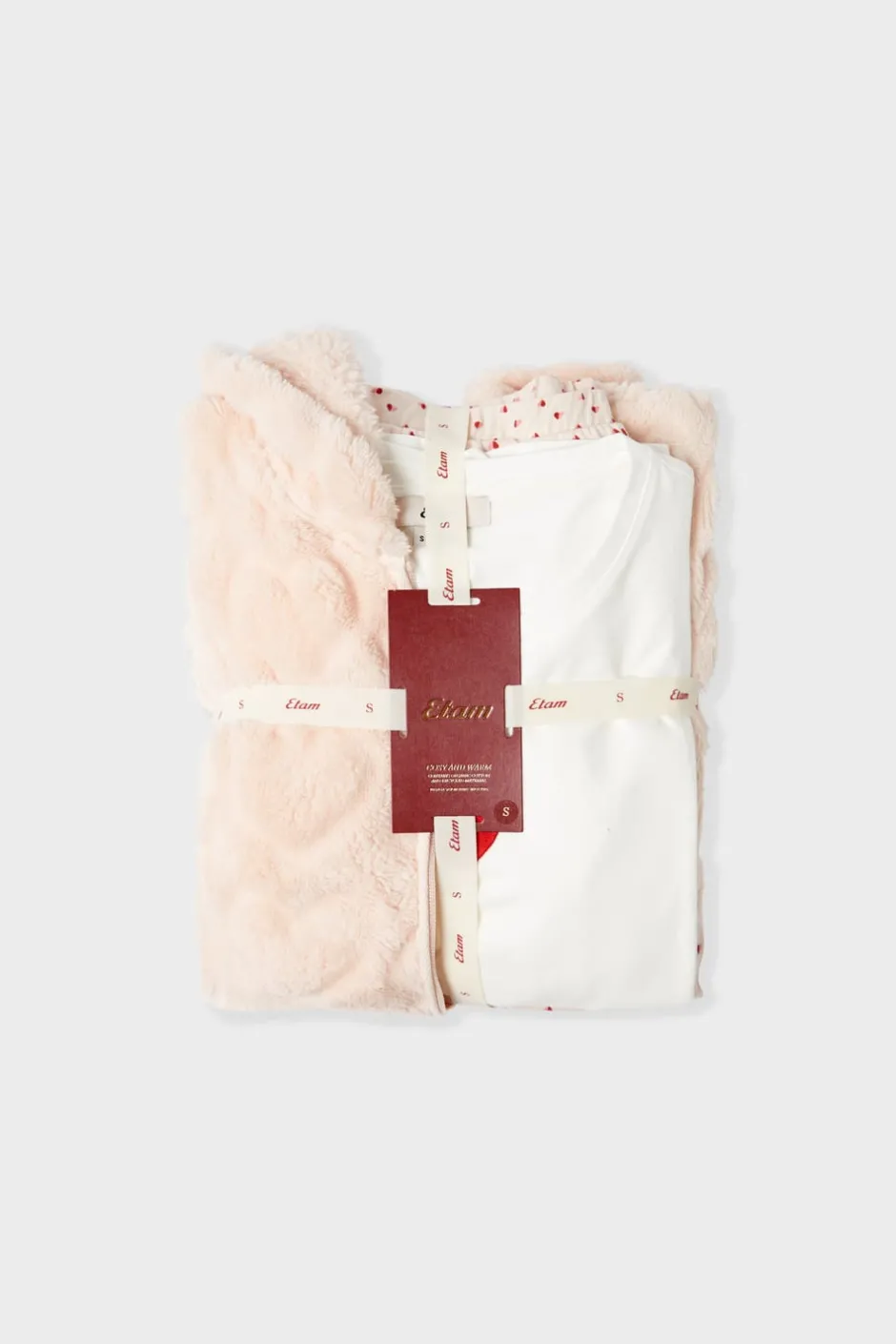 ETAM Los Pijamas Más Responsables|Pijamas Calentitos|Conjunto de pijama de 3 piezas con estampado de algodón ROSA