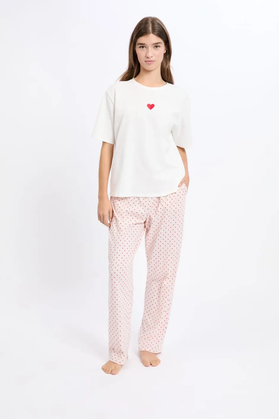 ETAM Los Pijamas Más Responsables|Pijamas Calentitos|Conjunto de pijama de 3 piezas con estampado de algodón ROSA