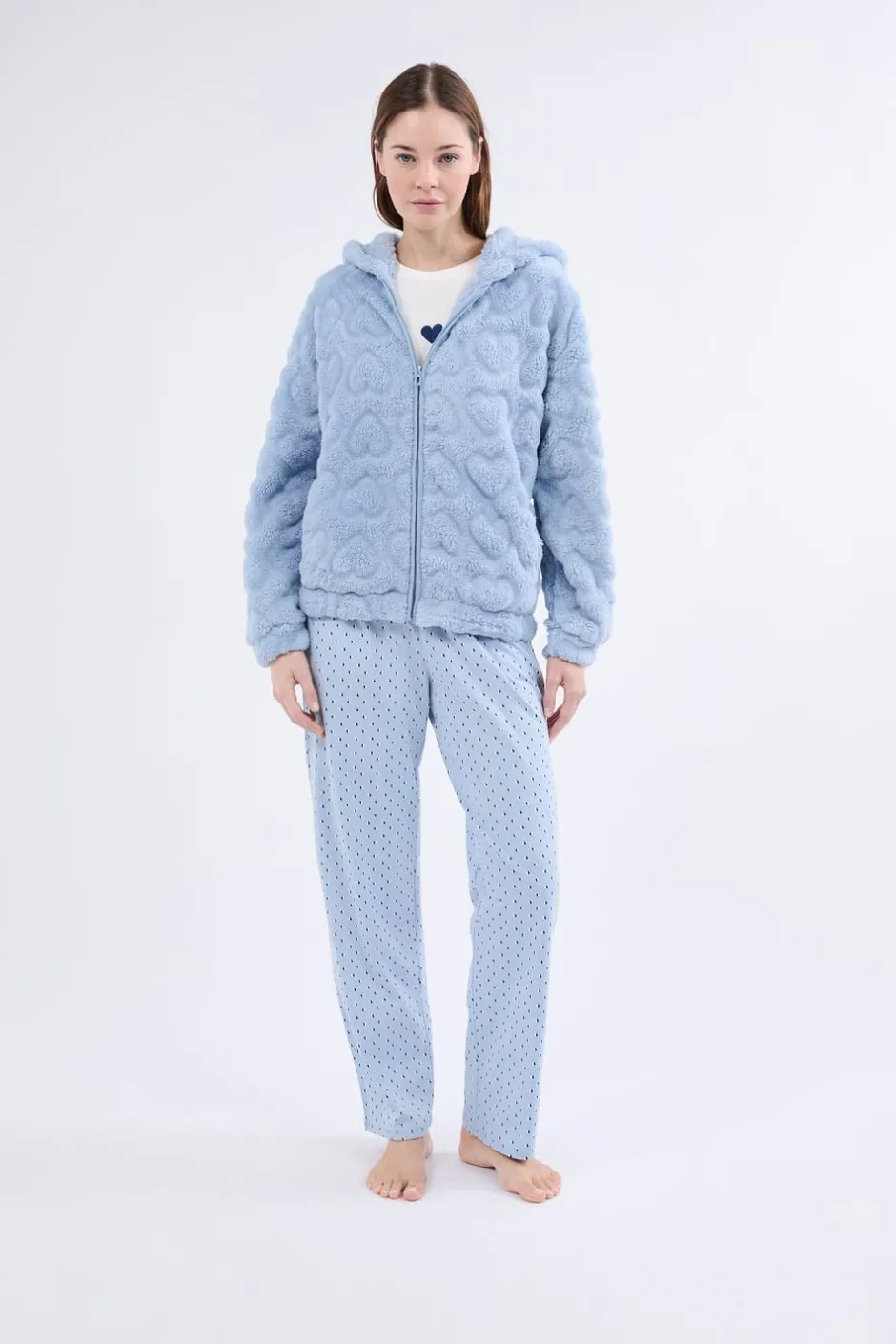 ETAM Pijamas Calentitos|Pijamas 2 Y 3 Piezas|Conjunto de pijama de 3 piezas con estampado AZUL