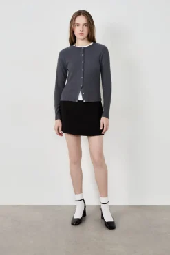 ETAM Básicos|Chaquetas|Cárdigan acanalado de manga larga ANTRACITA