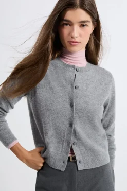 ETAM 100% Cashmere|Chaquetas|Cárdigan con botones de cachemira GRIS