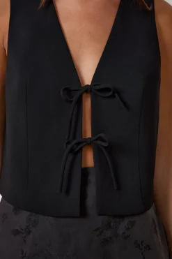 ETAM Chaquetas Sin Mangas|Sin Mangas|Cárdigan con nudo delantero NEGRO
