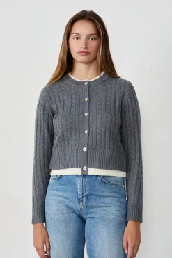 ETAM Chaquetas|Cárdigan de cuello redondo con botones GRIS