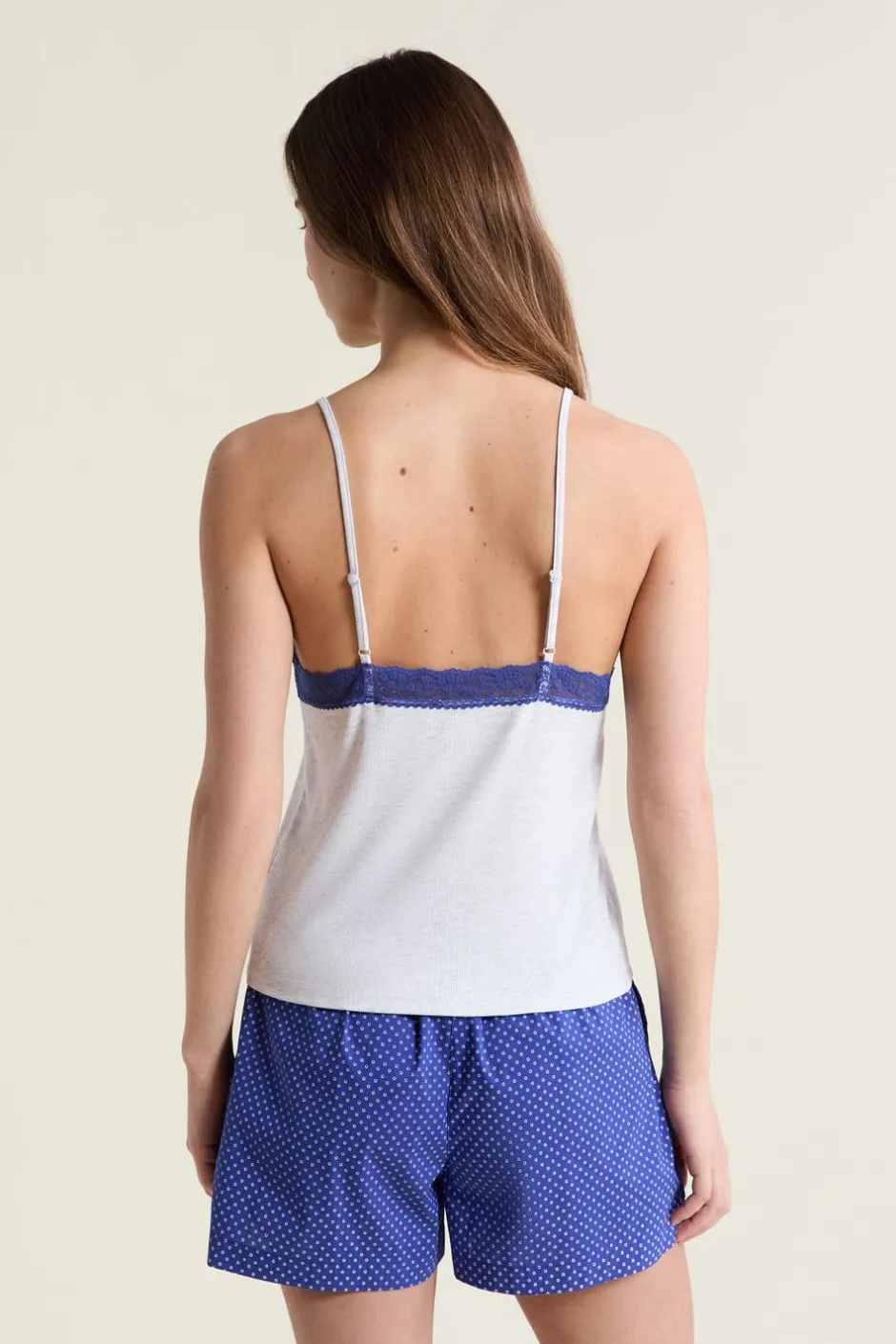 ETAM Los Pijamas Más Responsables|Partes De Arriba De Pijama|Débardeur bicolore avec détails dentelle GRIS CLAIR