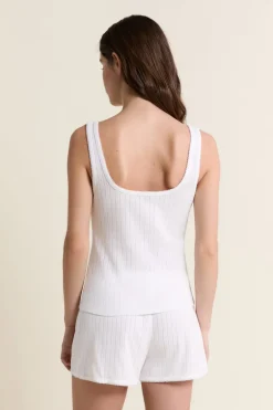 ETAM Los Pijamas Más Responsables|Pijamas Esenciales|Débardeur de pyjama en coton en pointelle ECRU