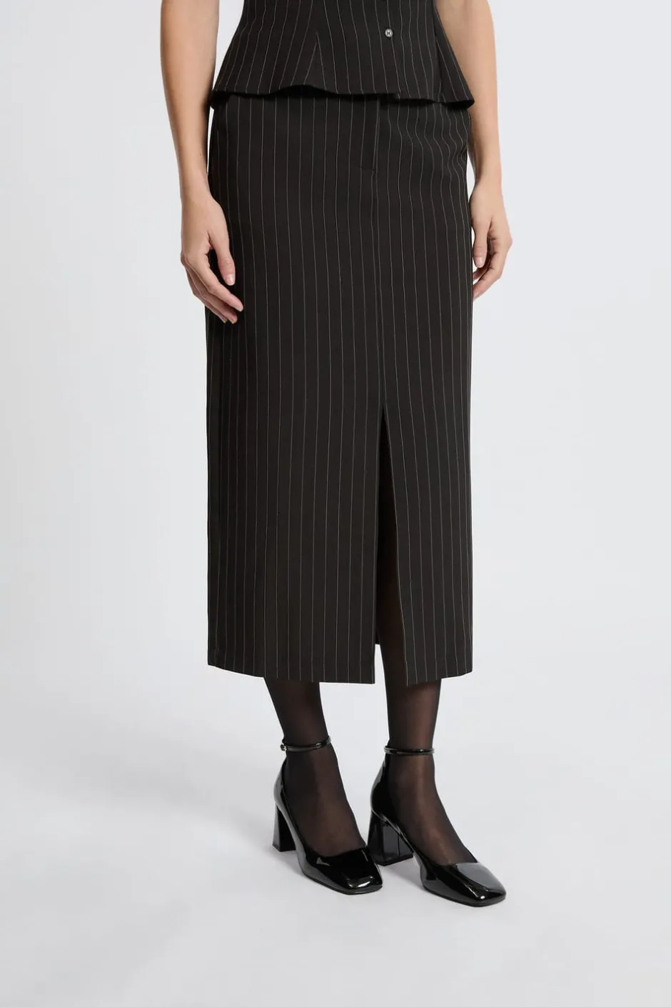 ETAM Faldas Largas|Faldas|Falda larga a rayas NEGRO