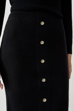 ETAM Faldas Midi|Faldas|Falda larga abotonada NEGRO