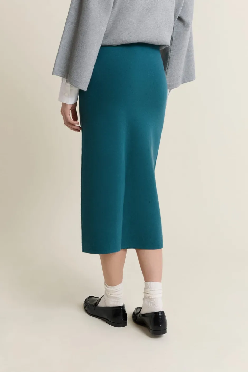 ETAM Faldas Largas|Faldas|Falda larga de punto VERDE PATO