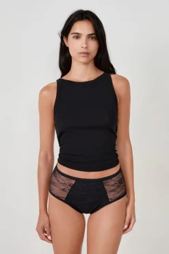 ETAM Braguitas Encaje|Braguita|Flujo abundante - braguitas menstruales de talle alto NEGRO