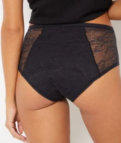 ETAM Talle Alto|Braguita|Flujo medio - braguitas menstruales de talle alto NEGRO