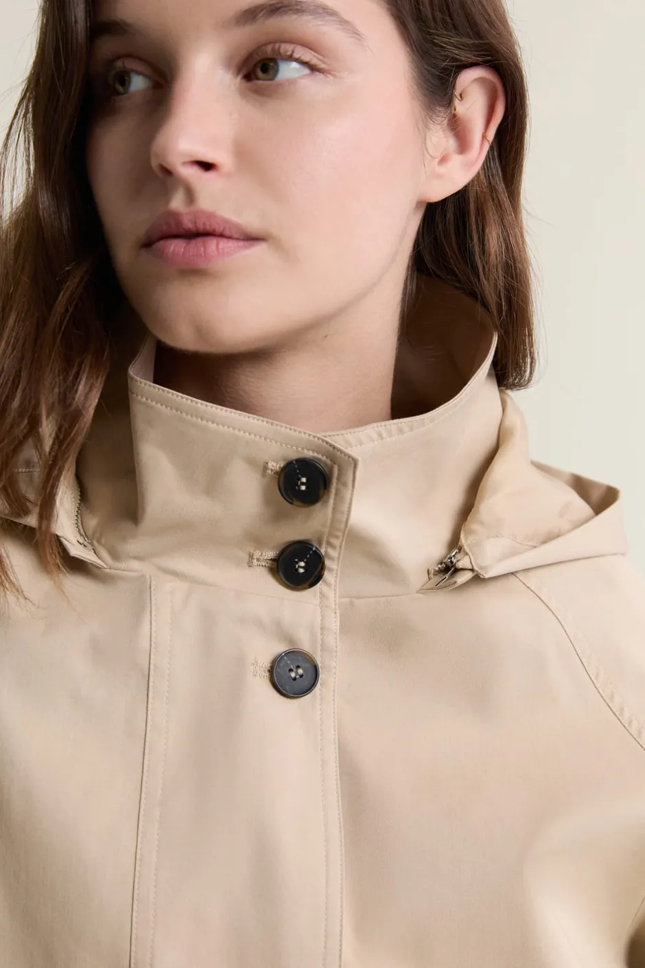 ETAM Abrigos Cortos|Abrigos|Gabardina con capucha y algodón BEIGE