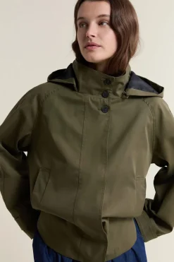 ETAM Abrigos Cortos|Abrigos|Gabardina con capucha y algodón CAQUI