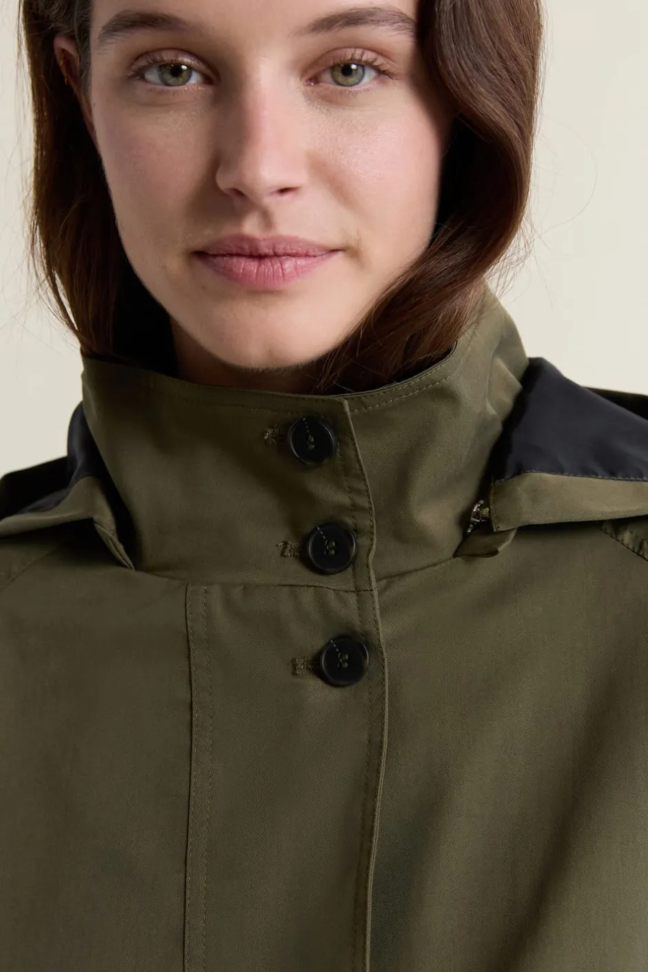 ETAM Abrigos Cortos|Abrigos|Gabardina con capucha y algodón CAQUI