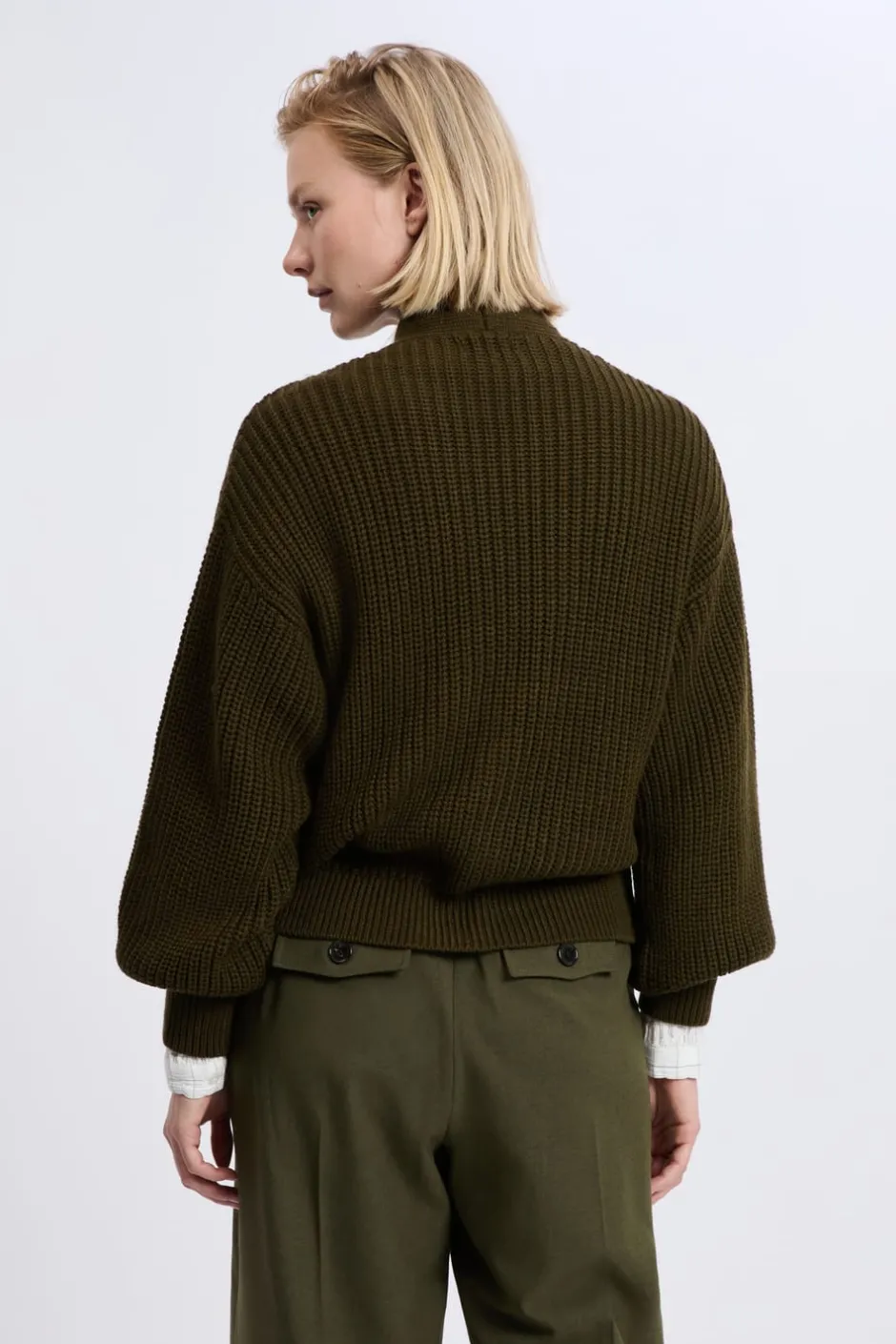 ETAM Cuello En V|Chaquetas|Gilet à manches longues grosse maille ARGILE
