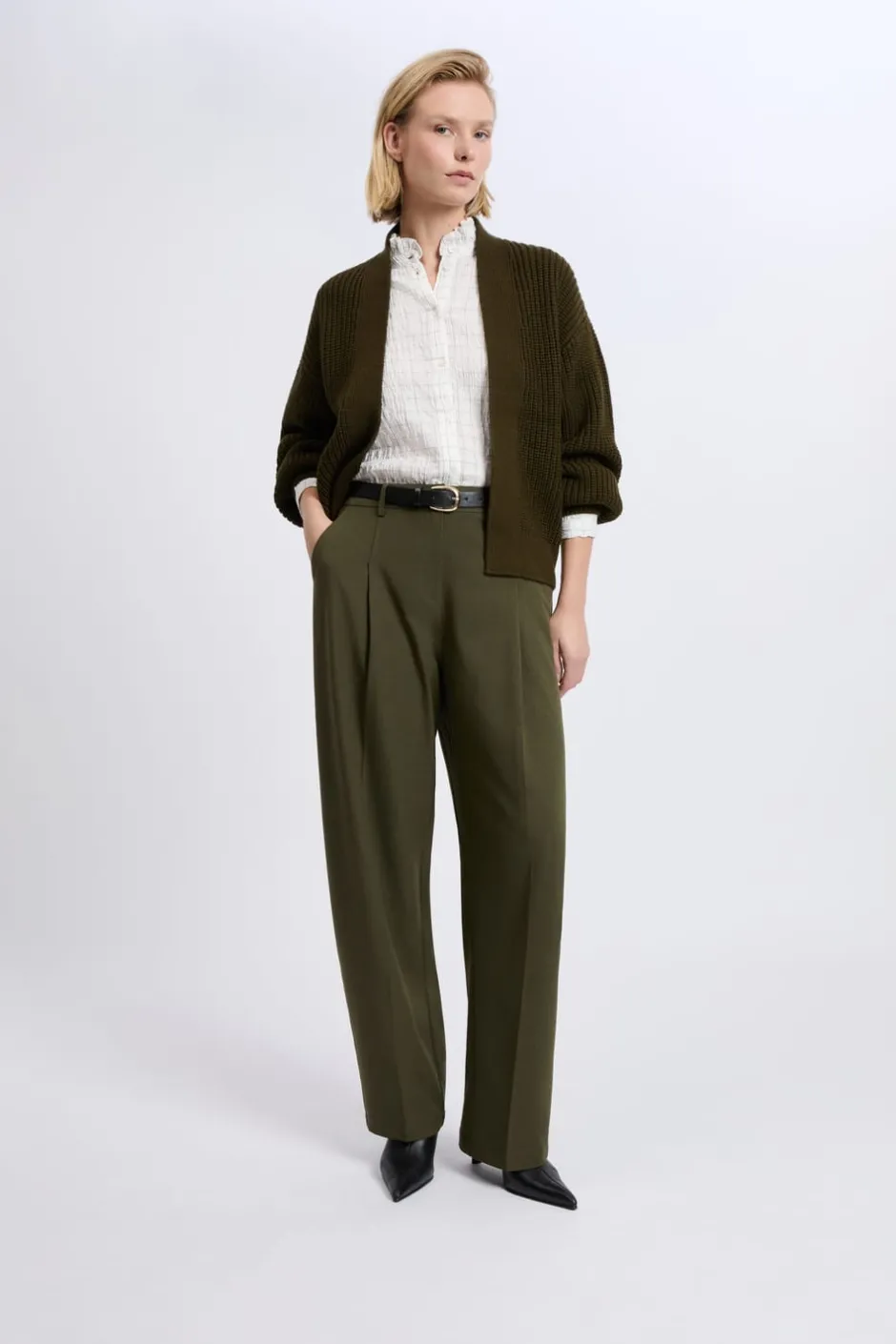 ETAM Cuello En V|Chaquetas|Gilet à manches longues grosse maille ARGILE