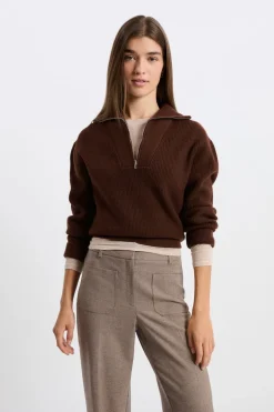 ETAM Básicos|Jerséis|Jersey con cuello campero CHOCOLATE
