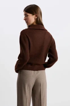 ETAM Básicos|Jerséis|Jersey con cuello campero CHOCOLATE