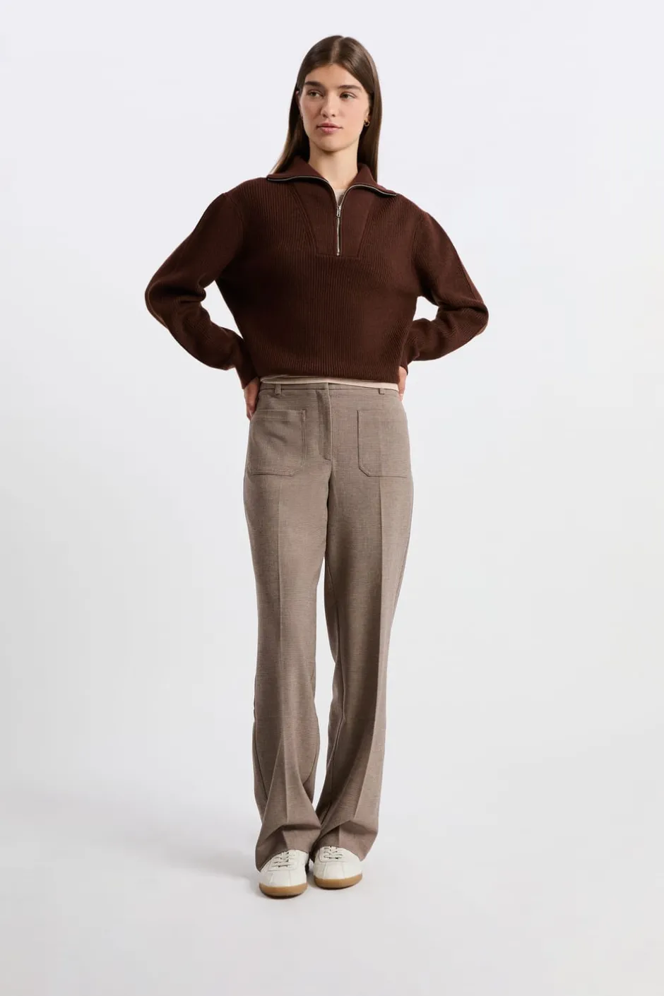 ETAM Básicos|Jerséis|Jersey con cuello campero CHOCOLATE