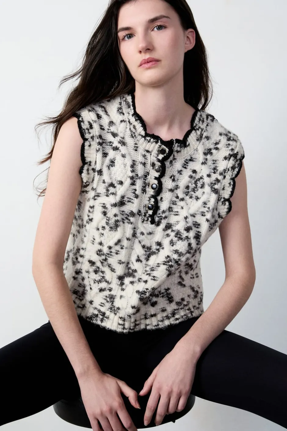 ETAM Cuello Redondo|Jerséis|Jersey de botones sin mangas CRUDO