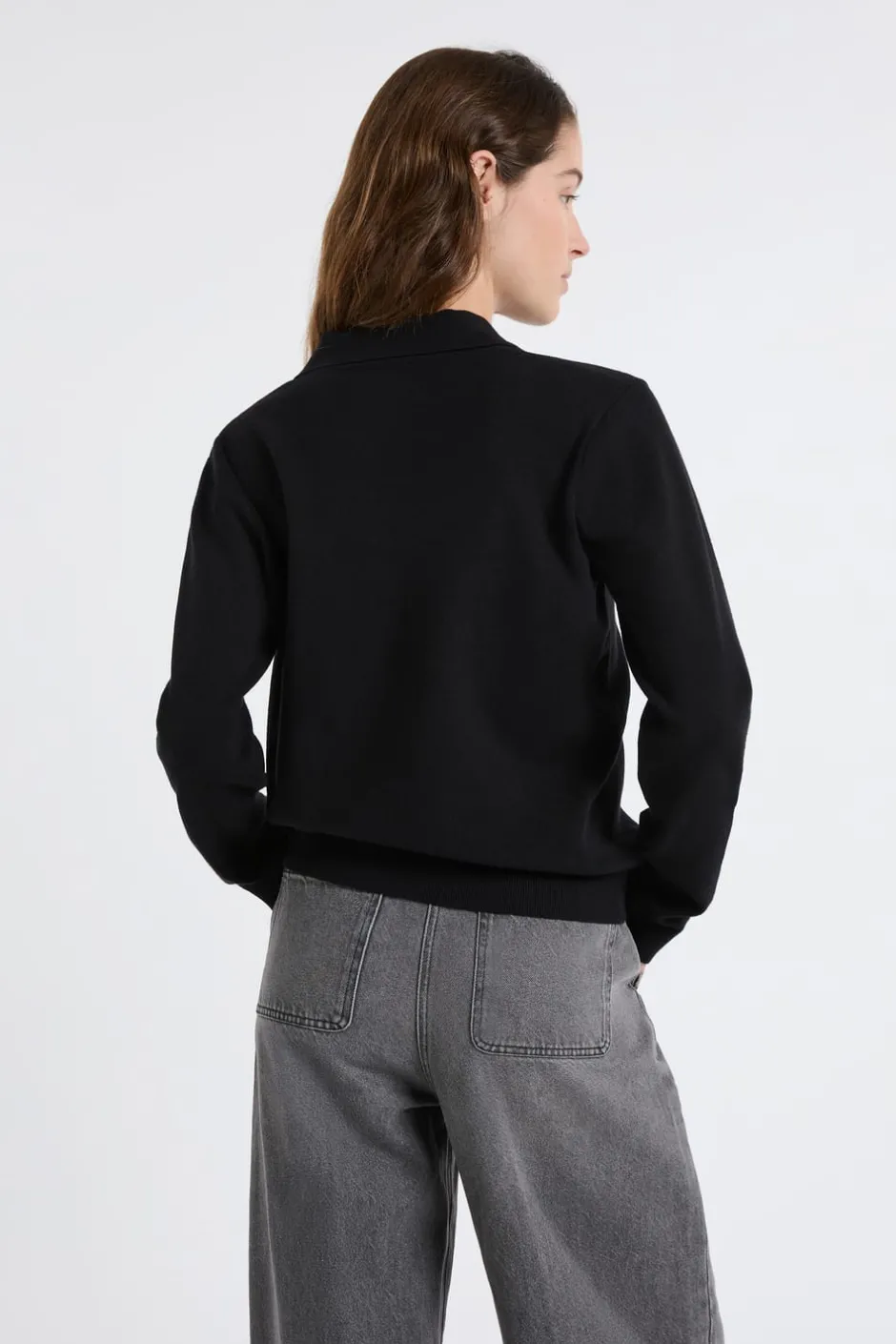 ETAM Jerséis|Jersey de cuello polo con botones dorados NEGRO
