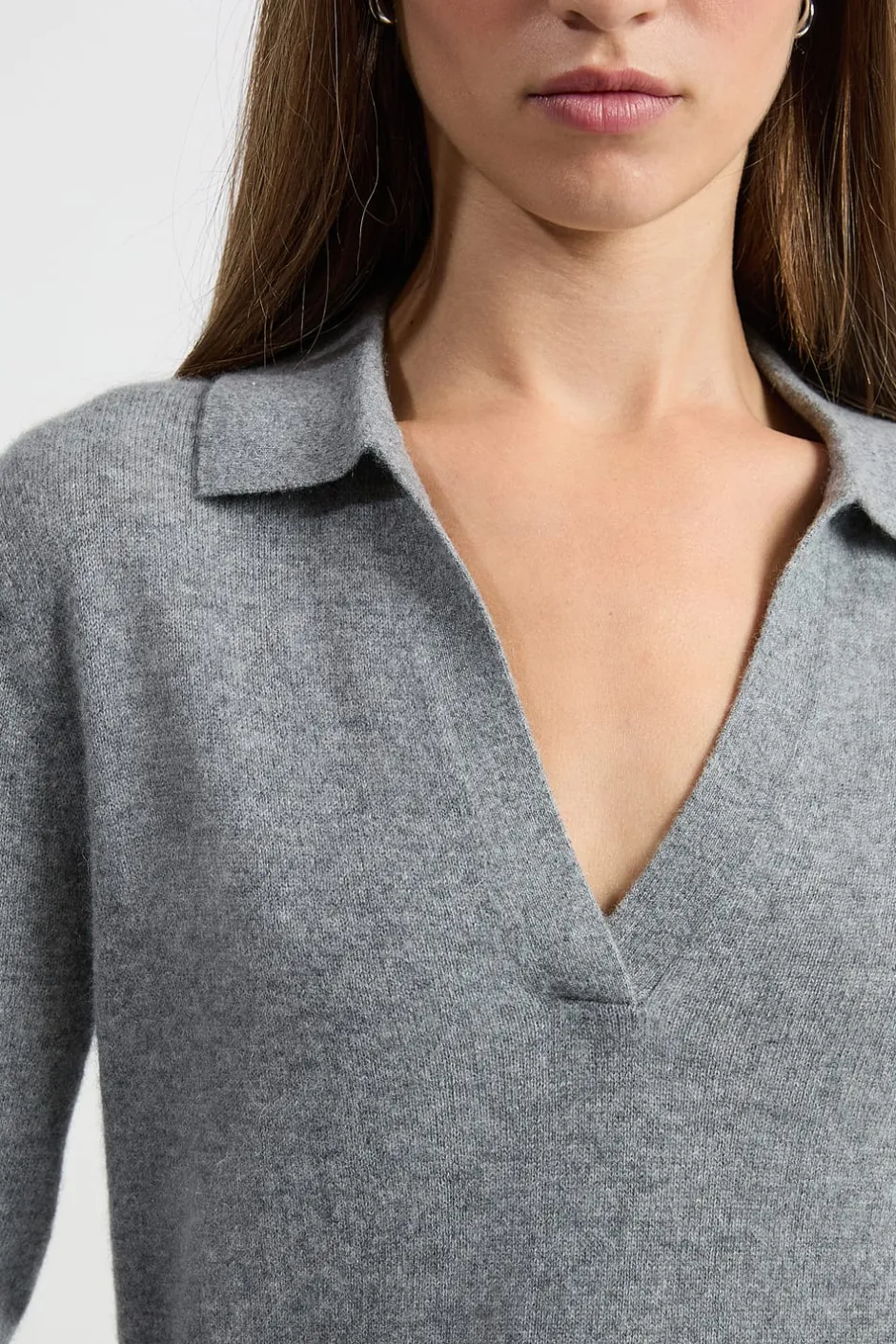 ETAM 100% Cashmere|Jerséis|Jersey de cuello polo de cashmere GRIS
