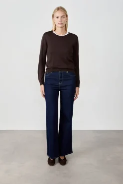 ETAM Básicos|Cuello Redondo|Jersey de cuello redondo con lana CHOCOLATE