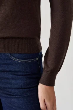 ETAM Básicos|Cuello Redondo|Jersey de cuello redondo con lana CHOCOLATE