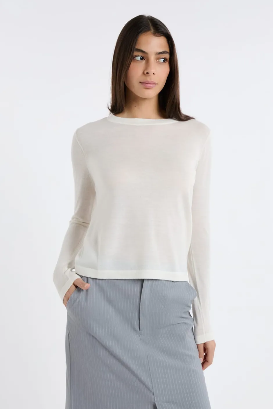 ETAM Cuello Redondo|Jerséis|Jersey de cuello redondo de lana crudo