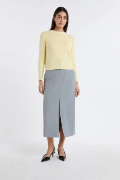 ETAM Cuello Redondo|Jerséis|Jersey de cuello redondo de lana AMARILLO P&Aacute;LIDO
