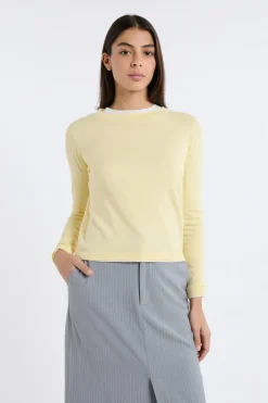 ETAM Cuello Redondo|Jerséis|Jersey de cuello redondo de lana AMARILLO P&Aacute;LIDO