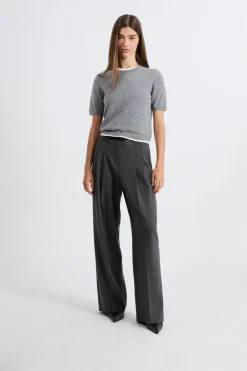 ETAM Cuello Redondo|Jerséis|Jersey de manga corta de cachemira GRIS