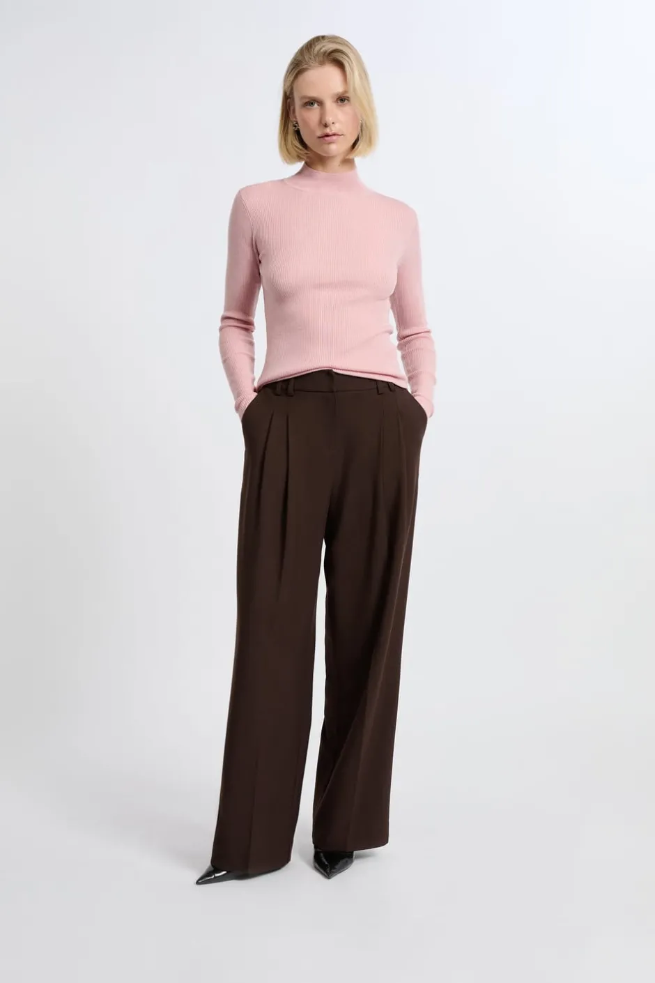 ETAM Básicos|Cuello Alto|Jersey de manga larga con cuello alto y lana LILA