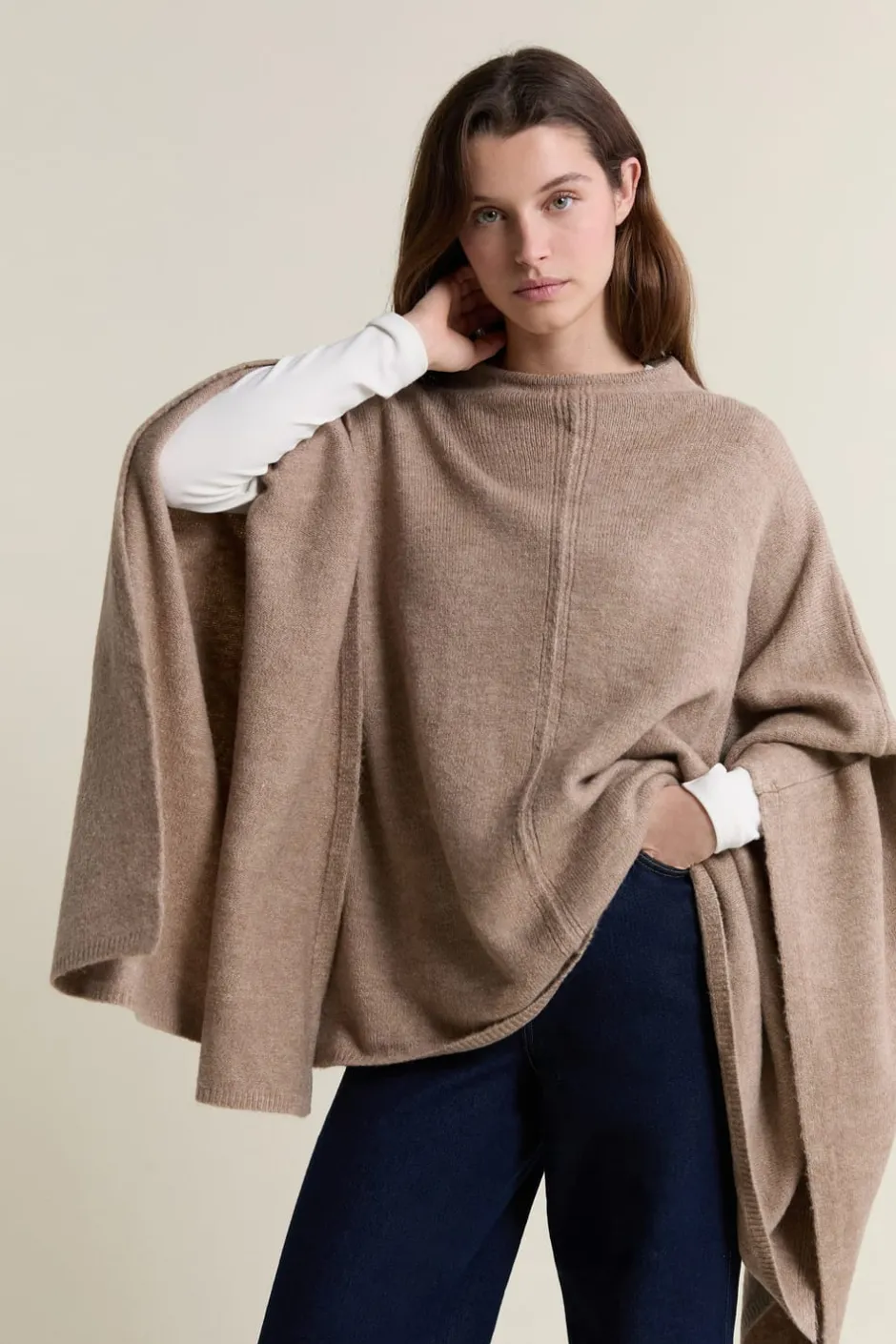 ETAM Sin Mangas|Cuello Alto|Jersey poncho liso GRIS