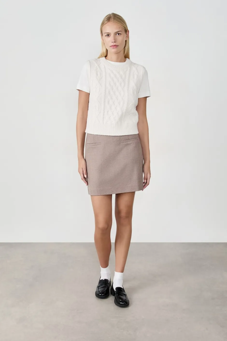 ETAM Sin Mangas|Cuello Redondo|Jersey sin mangas ECRU