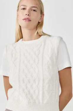 ETAM Sin Mangas|Cuello Redondo|Jersey sin mangas ECRU