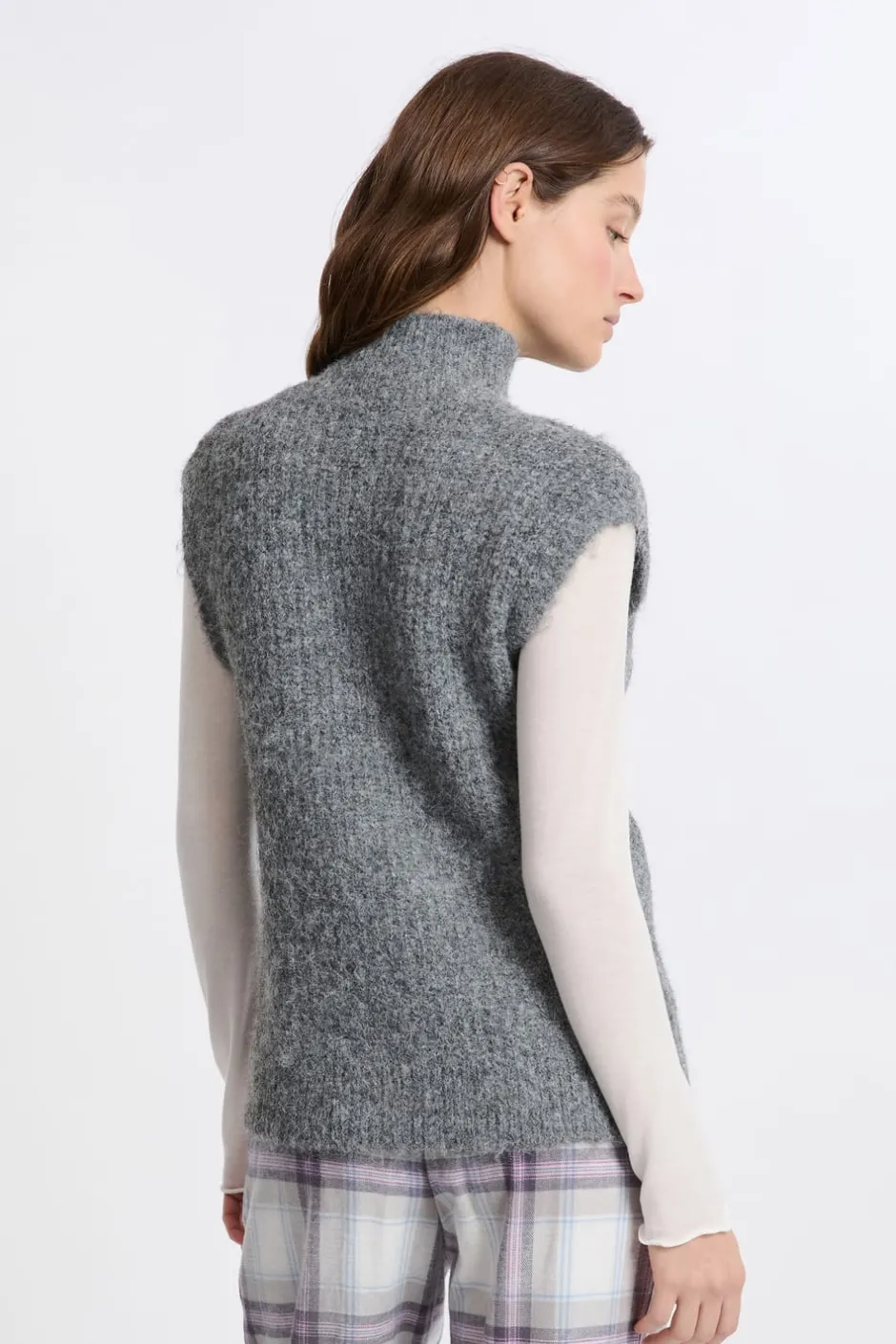 ETAM Los Pijamas Más Responsables|Ponchos, Sudaderas Y Chaquetas|Jersey sin mangas con cuello alto GRIS
