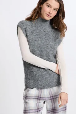 ETAM Los Pijamas Más Responsables|Ponchos, Sudaderas Y Chaquetas|Jersey sin mangas con cuello alto GRIS