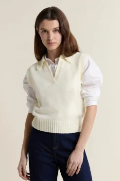 ETAM Sin Mangas|Cuello En V|Jersey sin mangas con cuello polo LINO