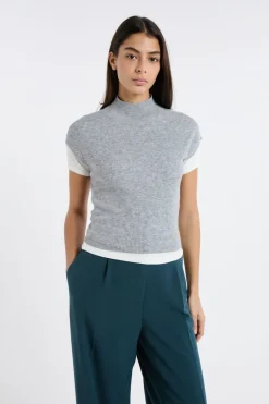 ETAM Cuello Alto|Jerséis|Jersey sin mangas con cuello alto GRIS