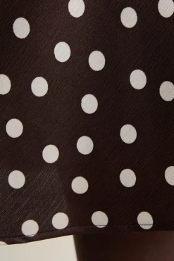 ETAM Faldas Estampadas|Faltas Cortas|Jupe courte satinée à pois MARRON