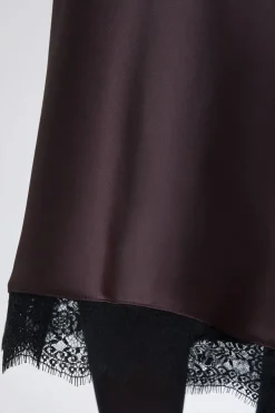 ETAM Faldas Largas|Faldas|Jupe longue satinée MARRON