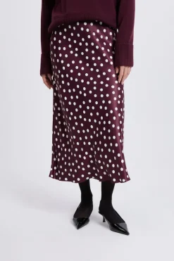 ETAM Faldas Estampadas|Faldas Largas|Jupe longue satinée à pois IMP FD VIOLET